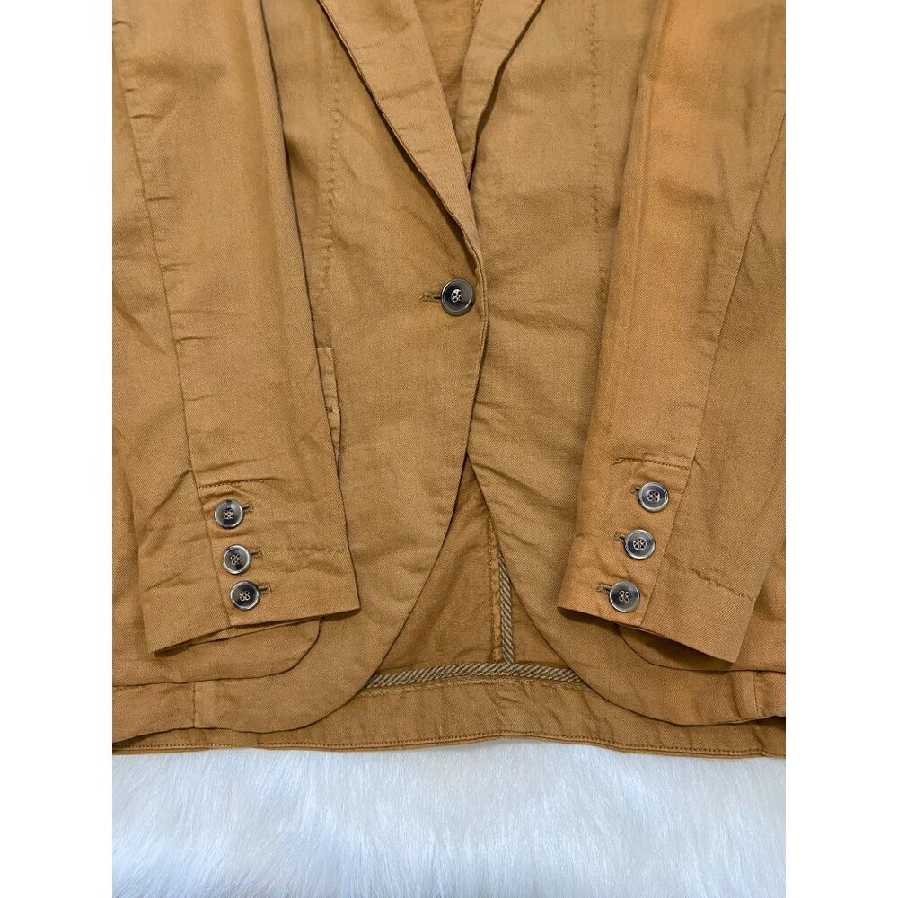 Free People Tan Brown Linen Cotton Oversized Blazer Jacket X-Small Preppy - Picture 5 of 15